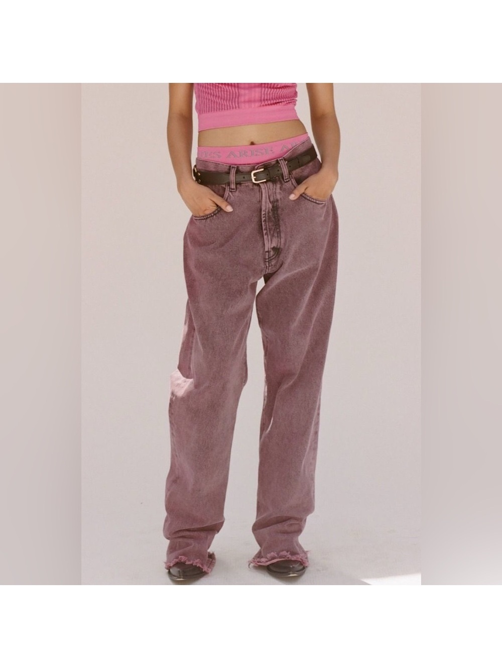 ARIES Acid Wash Batten Jeans in Rose-Pink, NEW, Size 32